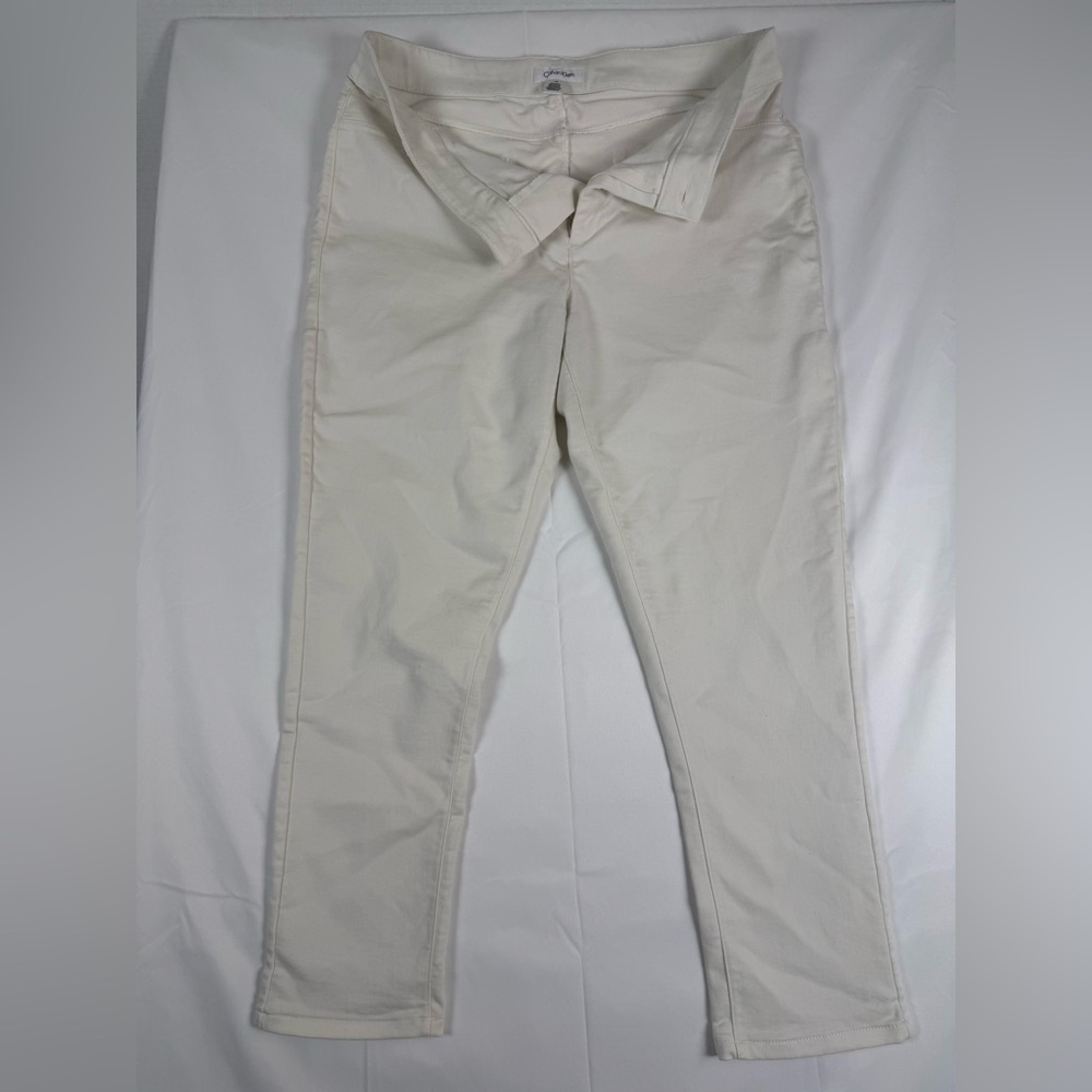 Calvin Klein Off-White Midrise Slim fit stretch chino long pants